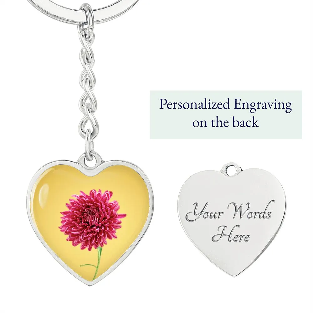 November Birth Flower, Chrysanthemum Keychain, Birth Flower Keychain, Birthday Gift For Her, Gift for Daughter, Sister, New Mom Gift - Gold