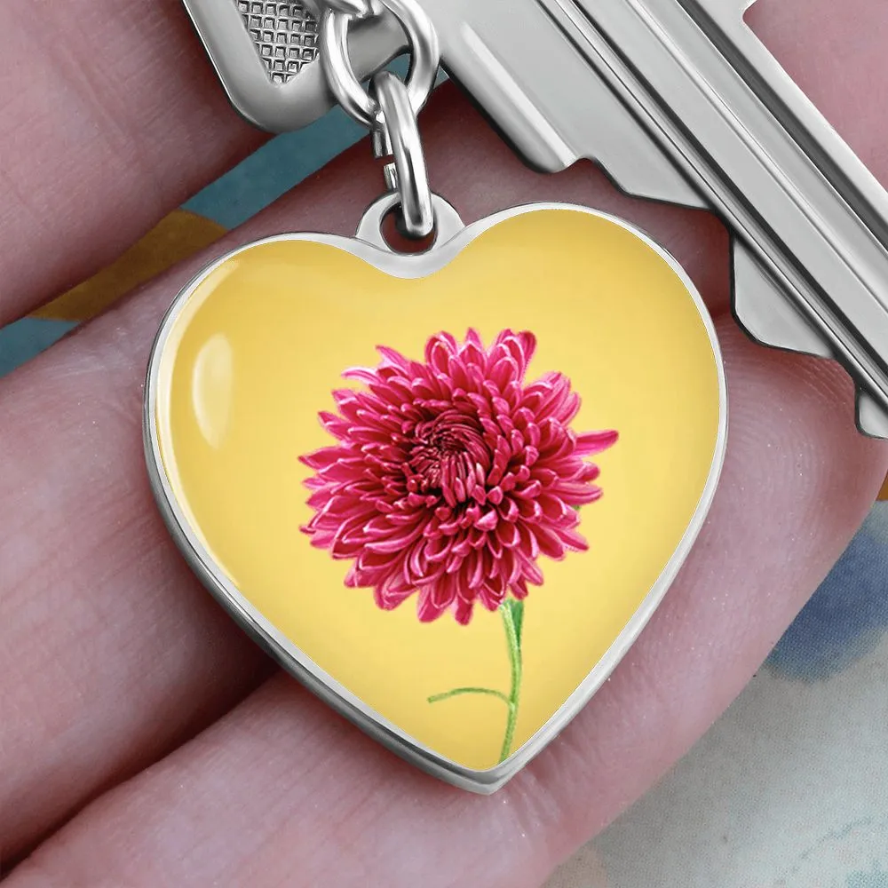 November Birth Flower, Chrysanthemum Keychain, Birth Flower Keychain, Birthday Gift For Her, Gift for Daughter, Sister, New Mom Gift - Gold