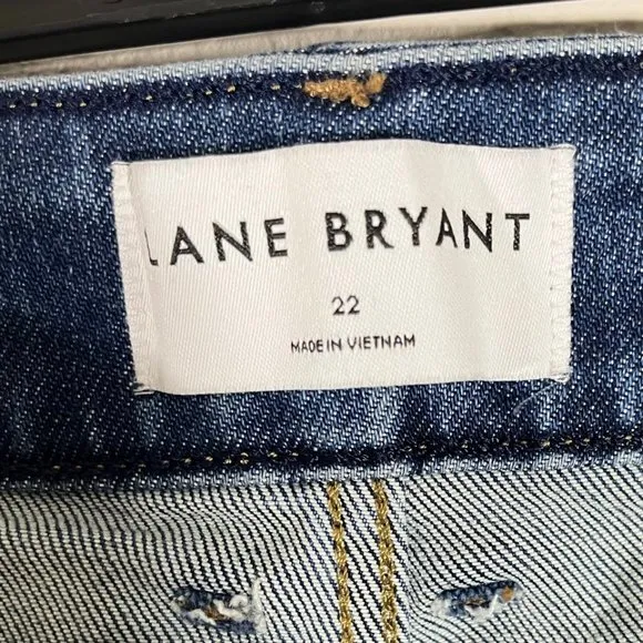 NWOT Lane Bryant High Rise Skinny Curvy Fit Distressed Jeans Size 22 Dark Wash