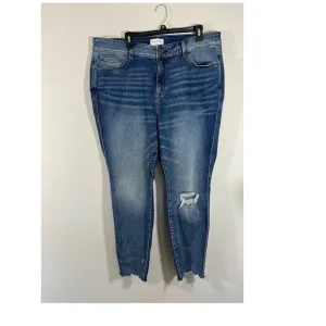 NWOT Lane Bryant High Rise Skinny Curvy Fit Distressed Jeans Size 22 Dark Wash