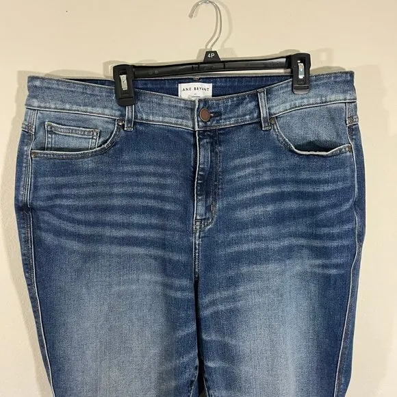 NWOT Lane Bryant High Rise Skinny Curvy Fit Distressed Jeans Size 22 Dark Wash