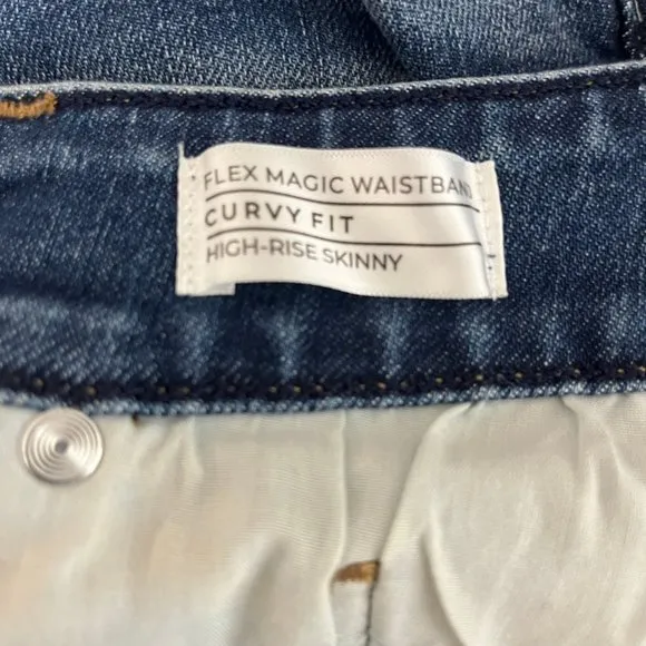 NWOT Lane Bryant High Rise Skinny Curvy Fit Distressed Jeans Size 22 Dark Wash