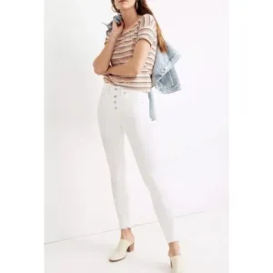 NWT Madewell 9” Skinny Button Front White Jeans - Size 32