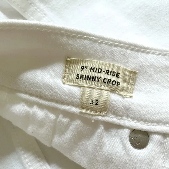 NWT Madewell 9&quot; Mid-Rise Skinny Crop Jeans in Pure White - Size 32