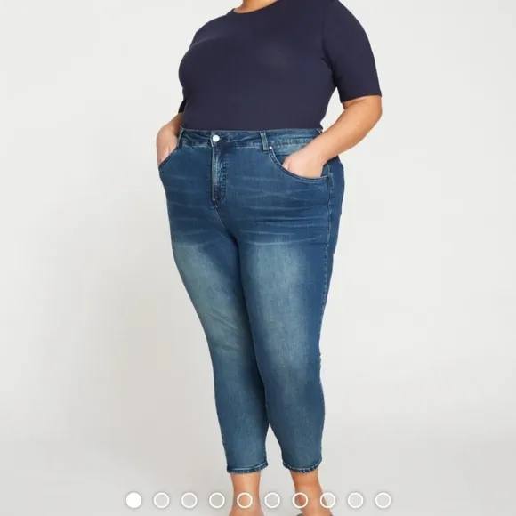 NWT Universal Standard Seine women's blue cotton high rise skinny jeans Large