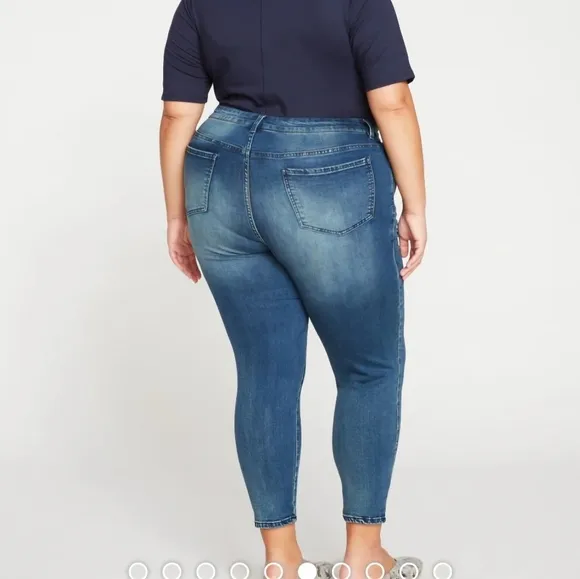 NWT Universal Standard Seine women's blue cotton high rise skinny jeans Large