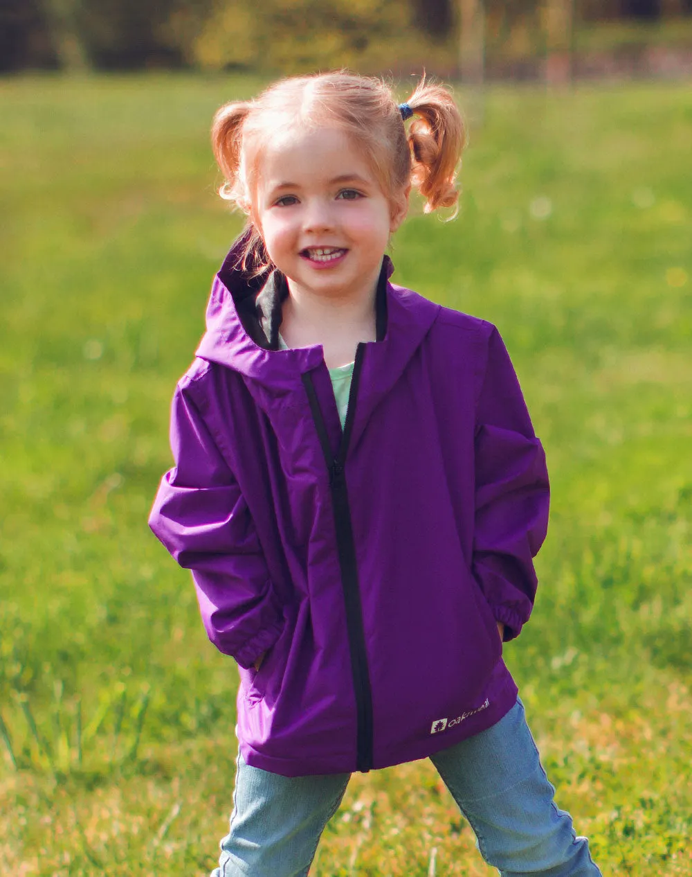 Oakiwear Kids Rain Jacket Coat Waterproof Shell Boys Girls, Galaxy Purple