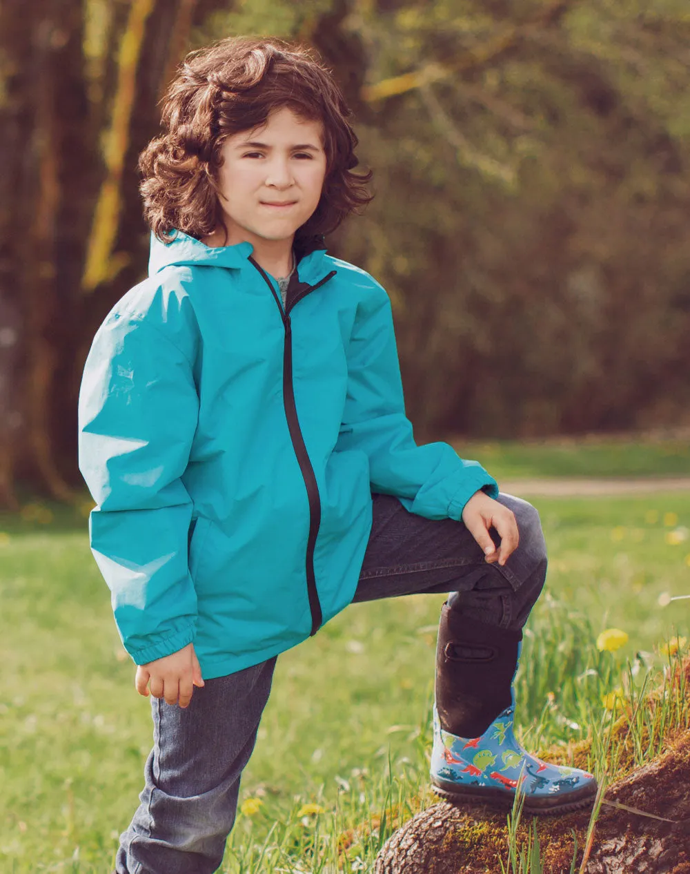 Oakiwear Kids Rain Jacket Coat Waterproof Shell Boys Girls, Glacier Blue