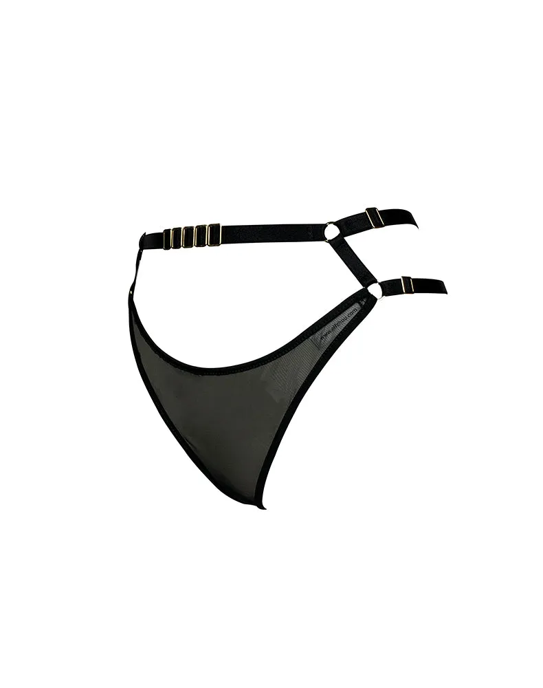 Obsidian Strap Thong Black