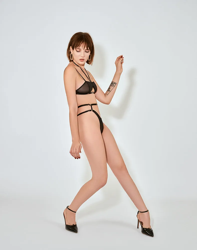 Obsidian Strap Thong Black