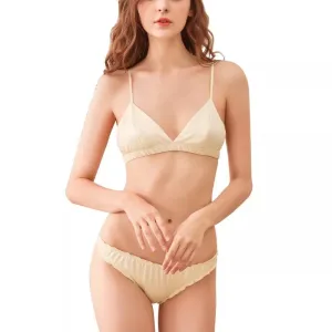 Océanne beige satin lingerie set