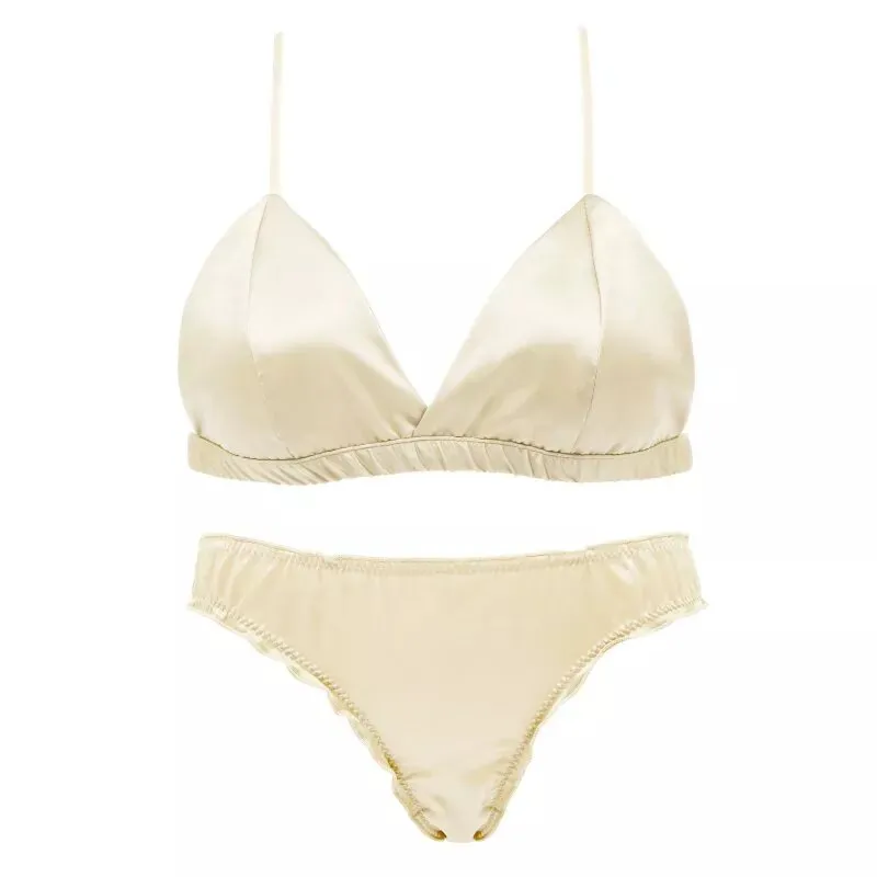 Océanne beige satin lingerie set