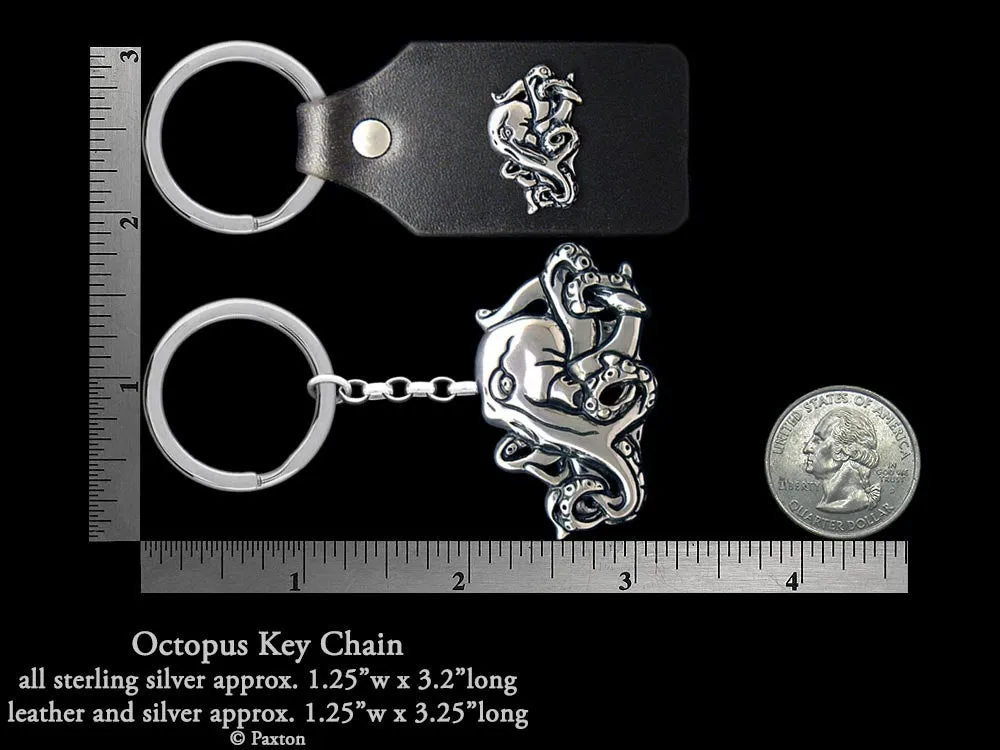 Octopus Key Chain / Key Ring Sterling Silver