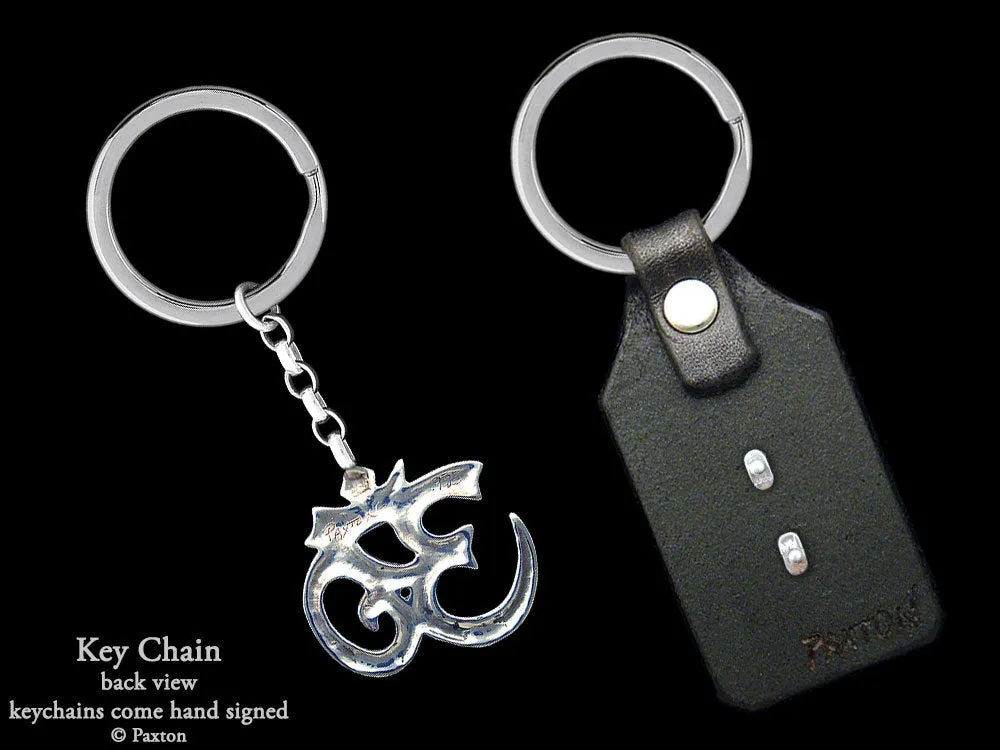 Om Symbol Key Chain / Key Ring Sterling Silver
