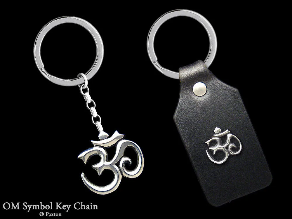 Om Symbol Key Chain / Key Ring Sterling Silver