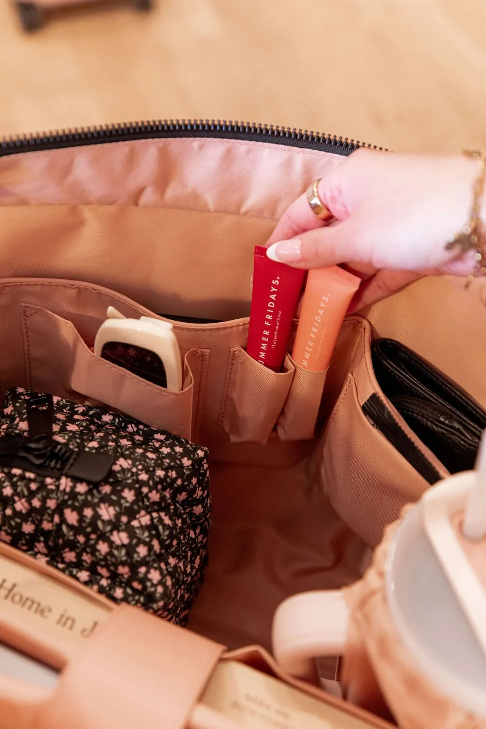 On The Go Tote Black Floral