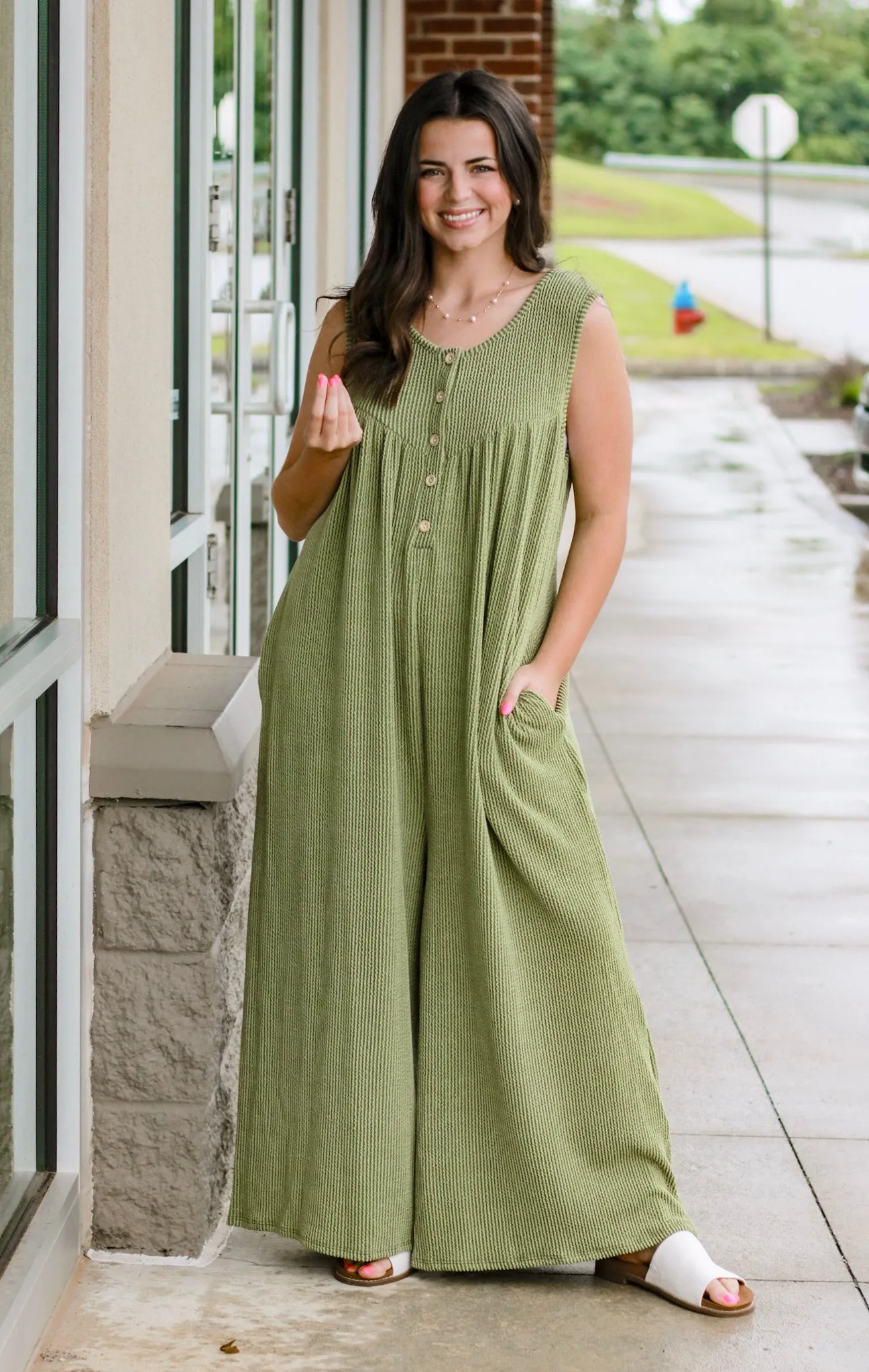 On the Run Ribbed Jumper in Olive