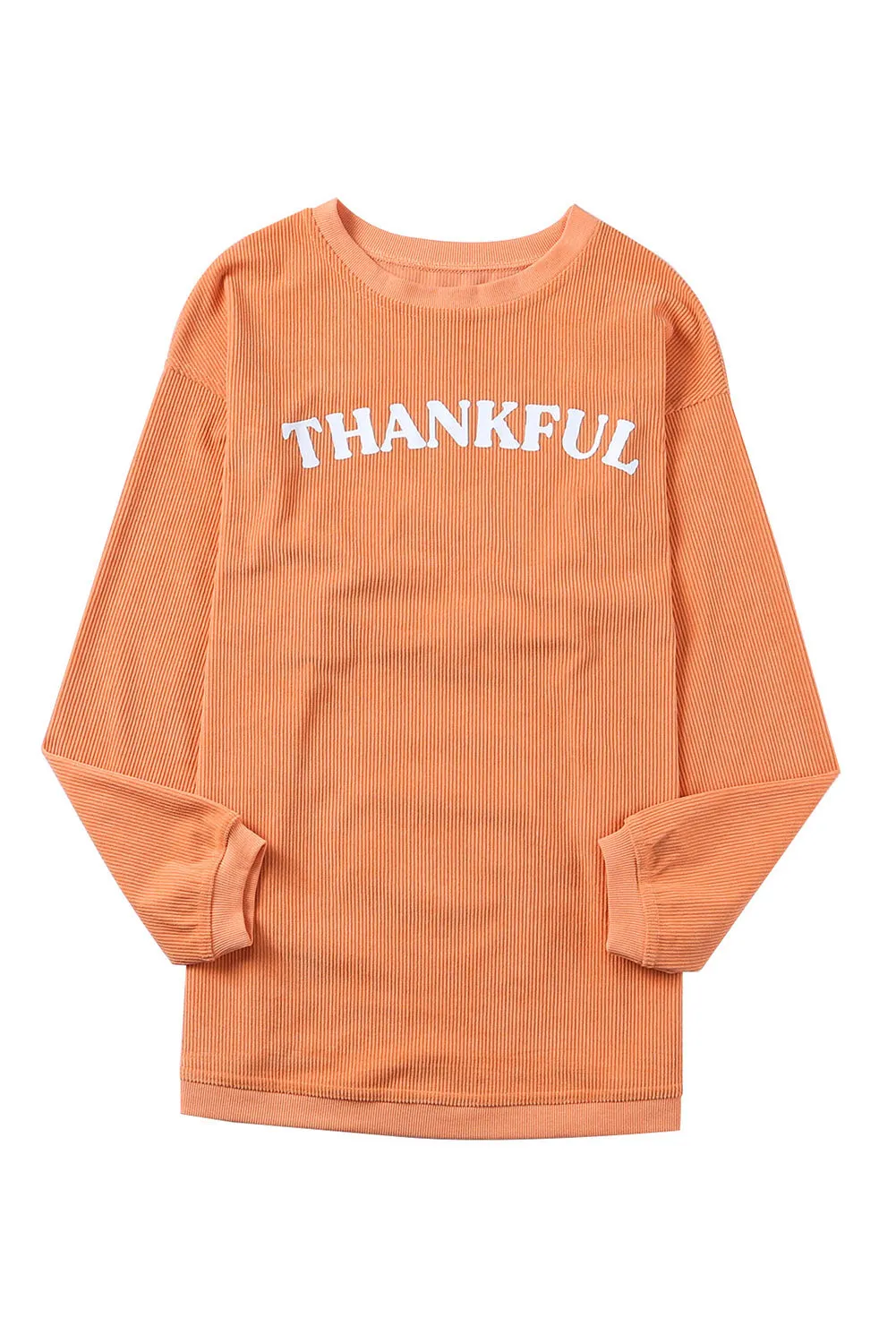 Orange Thankful Graphic Corded Sweatshirt