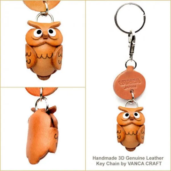 Owl Japanese Leather Keychains Animal