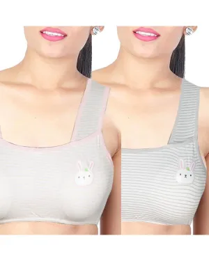 Pack of 2 -  Comforts Cotton Bra for Women, Wirefree Bra For Ladies