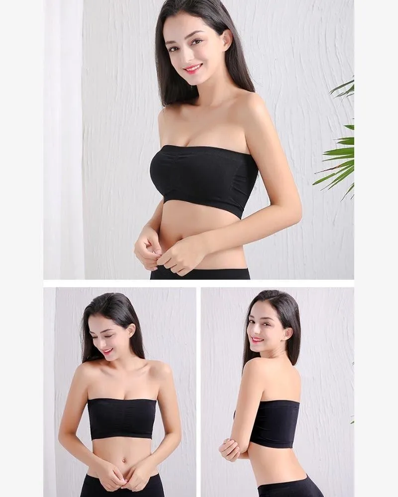 Pack of 3 - Sexy Tube Padded Top Bandeau Stretchable Strapless Bra
