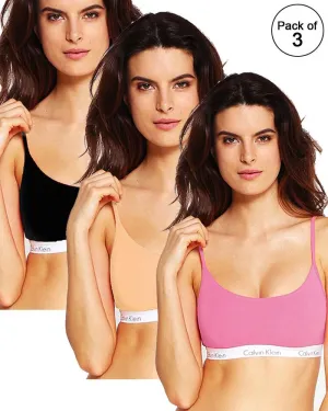 Pack of 3 - Sports & Jim, Yoga Non Padded Wirefree Bra For Ladies - Girls Sports Bra By Ck - Calvin Klein