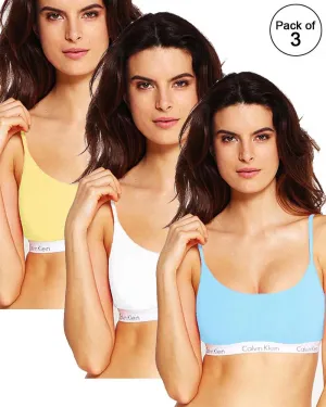 Pack of 3 - Sports & Jim, Yoga Non Padded Wirefree Bra For Ladies - Girls Sports Bra By Ck - Calvin Klein