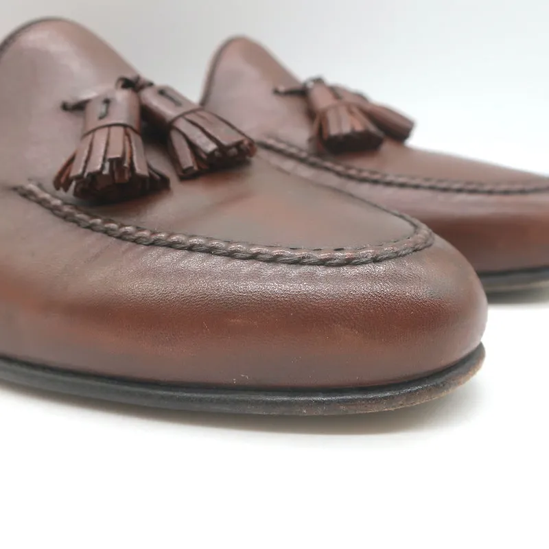 Paul Stuart Tassel Loafers Brown Leather Size 11