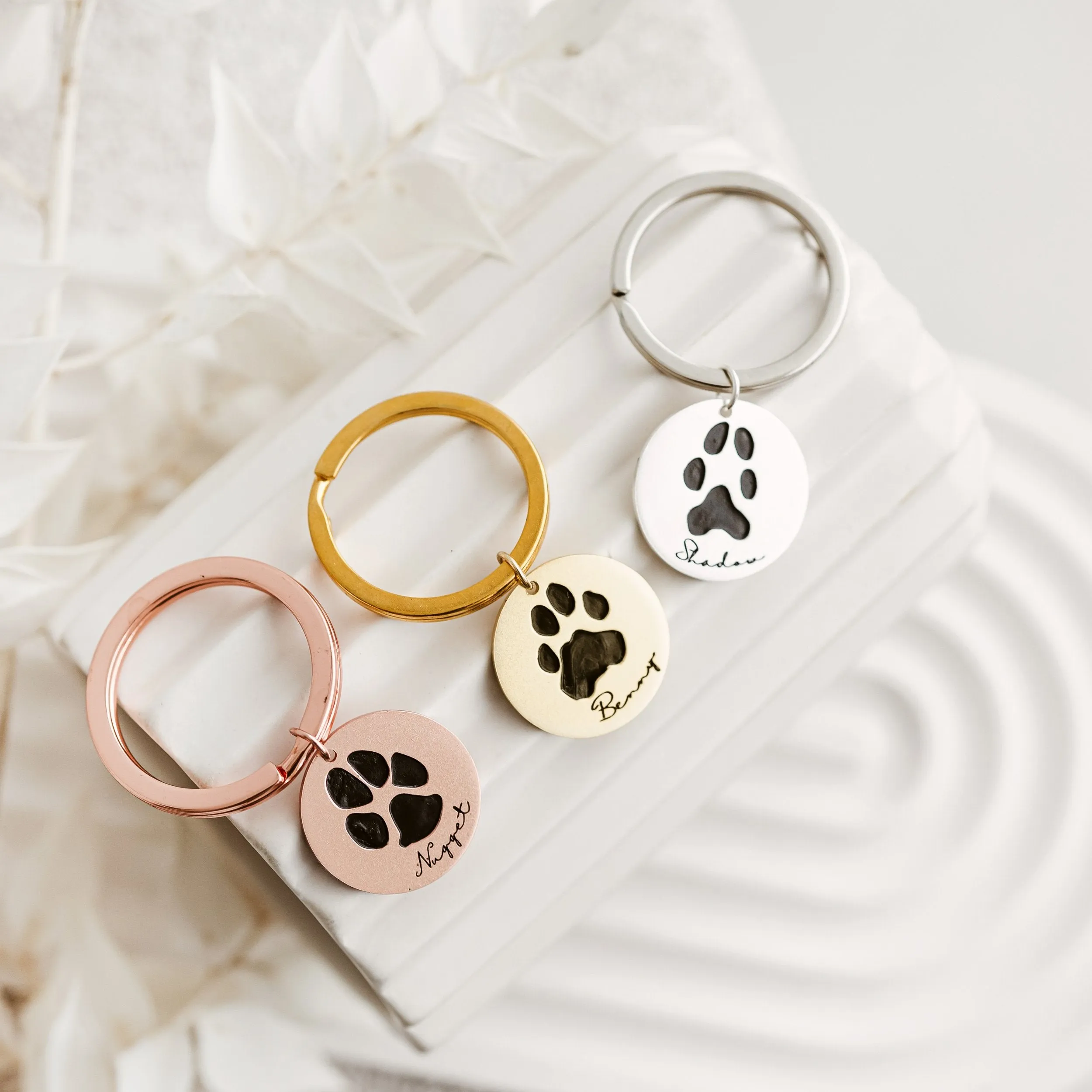 Paw Print Engraved Keychain