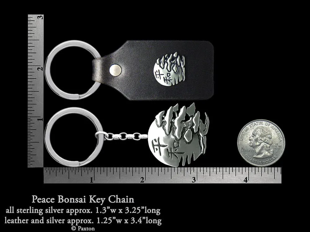 Peace Bonsai Key Chain / Key Ring Sterling Silver