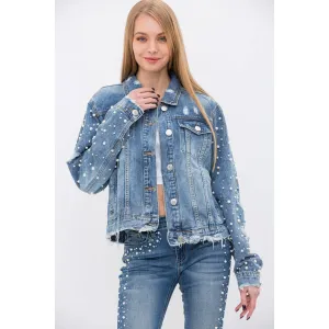 Pearl Embellished Denim Jacket