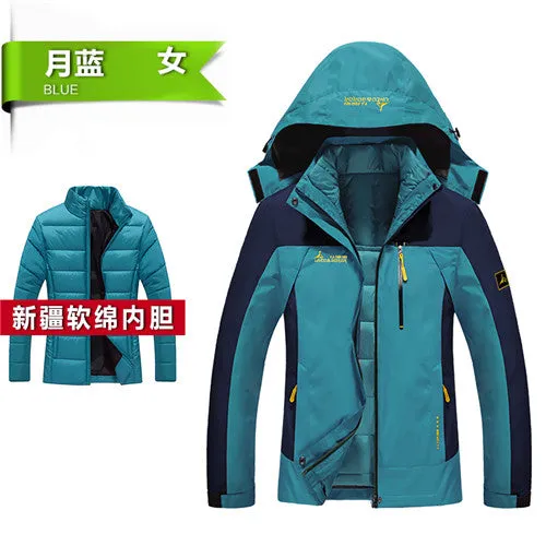 PEILOW Winter jacket men fashion 2 in 1 outwear thicken warm parka coat women`s Patchwork waterproof hood men jacket size M~6XL