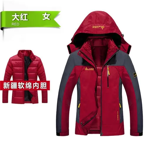 PEILOW Winter jacket men fashion 2 in 1 outwear thicken warm parka coat women`s Patchwork waterproof hood men jacket size M~6XL