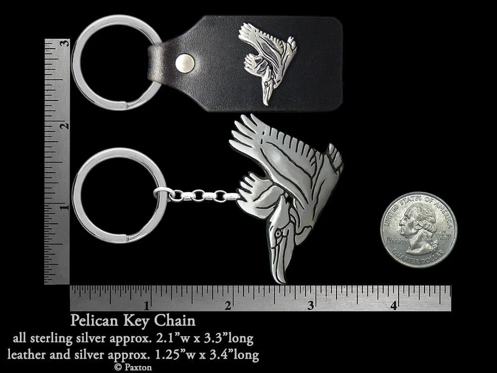 Pelican Key Chain / Key Ring Sterling Silver