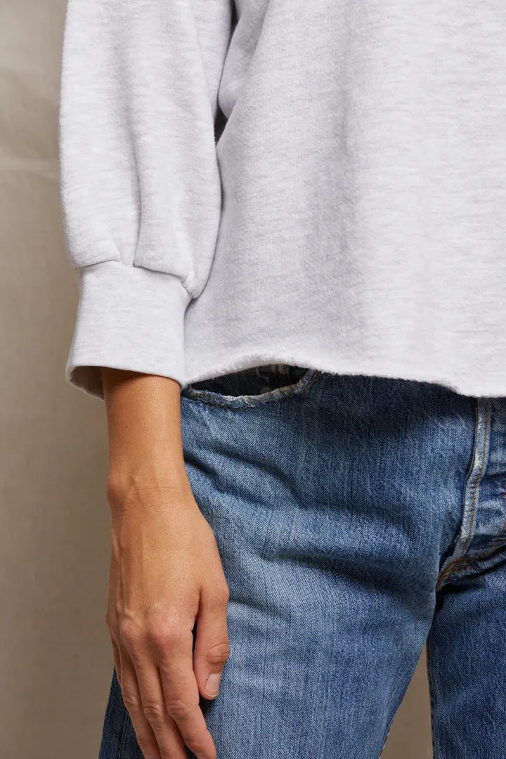 Perfect White Tee Niall Cotton Fleece 3/4 Crewneck Sweatshirt Ash