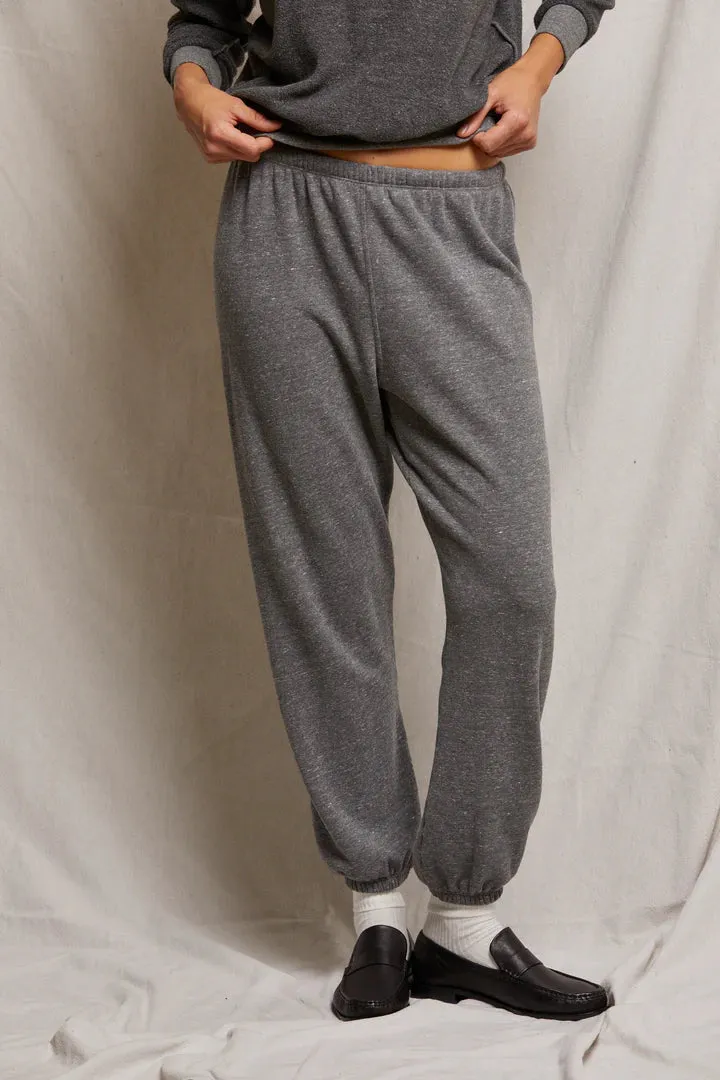 Perfect White Tee Stevie Fleece Easy Sweatpant Dark Heather Grey