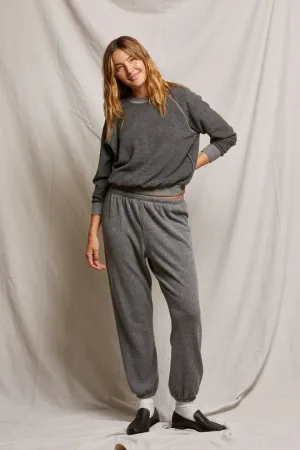 Perfect White Tee Stevie Fleece Easy Sweatpant Dark Heather Grey
