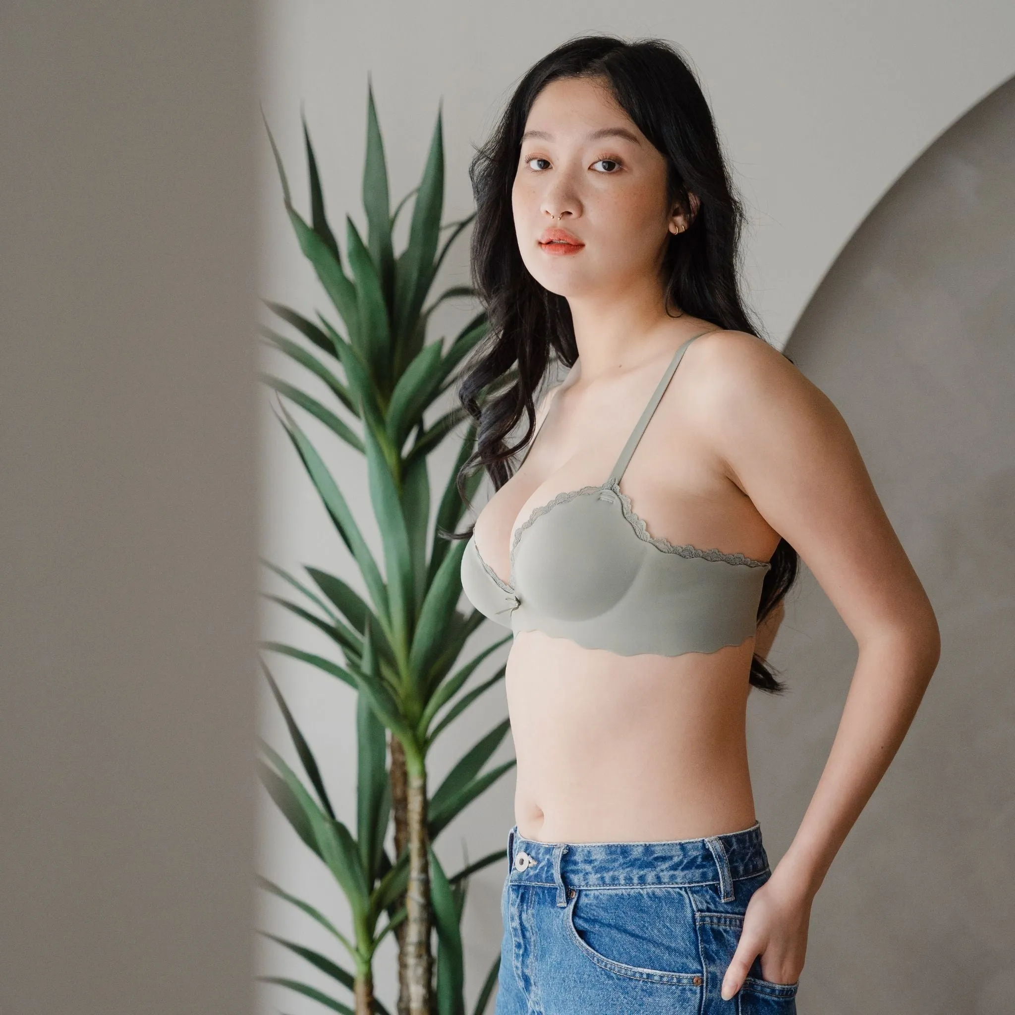 Perky Lift! Lash-Lace Seamless Push Up Wireless Bra in Sunset Sage