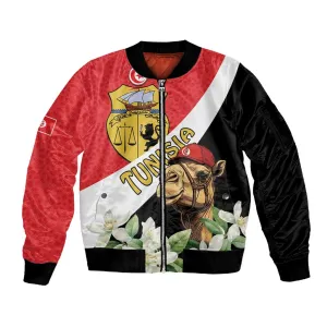 Personalized Afro Tunisia Sleeve Zip Bomber Jacket Camelus Dromedarius With Jasmine LT15