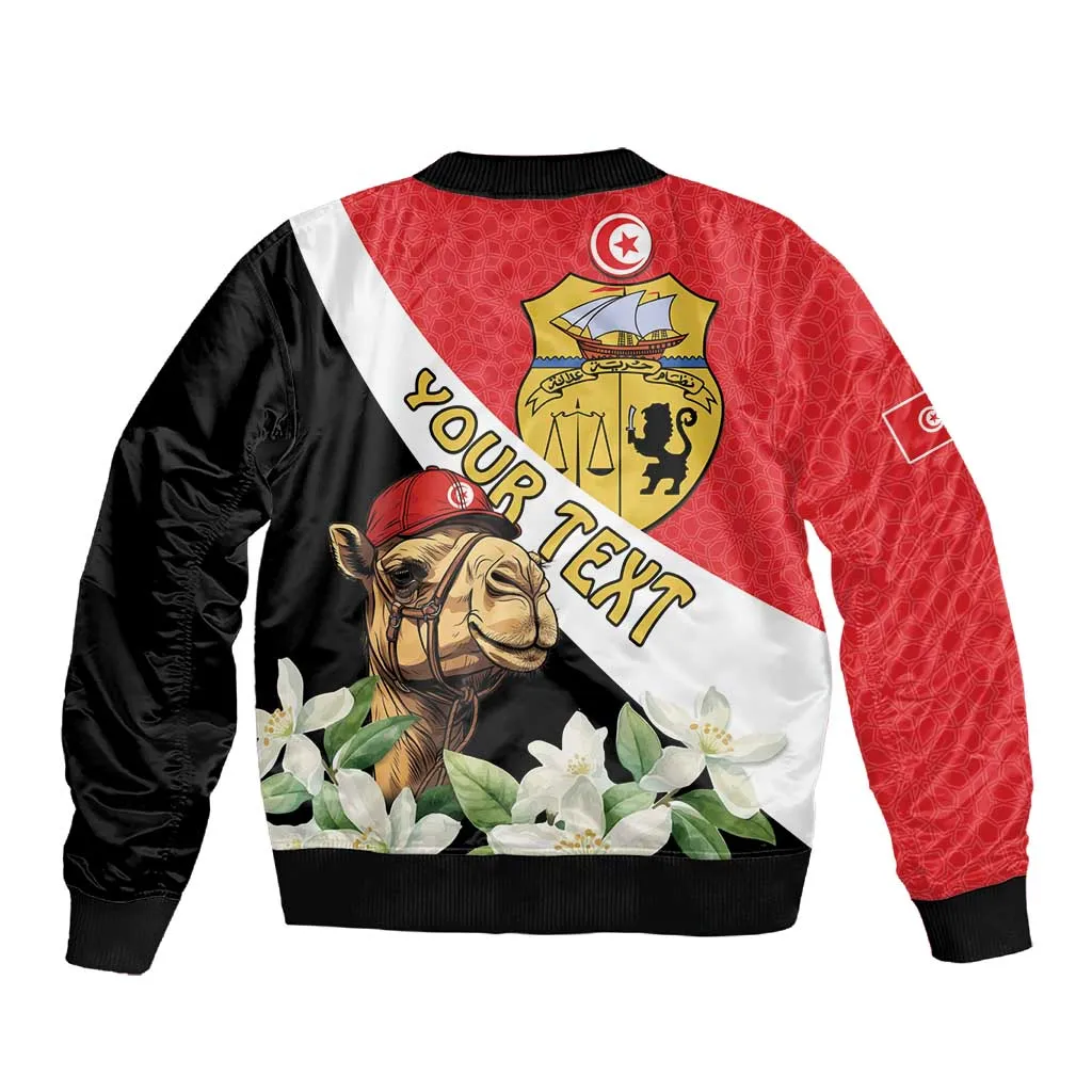 Personalized Afro Tunisia Sleeve Zip Bomber Jacket Camelus Dromedarius With Jasmine LT15