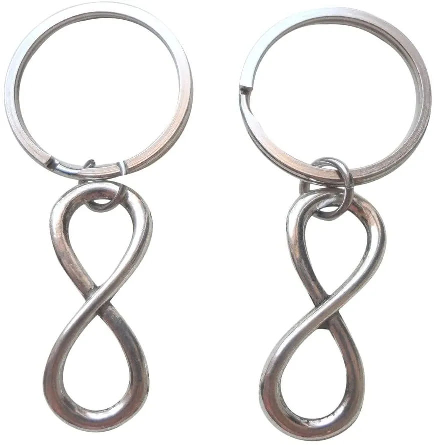 Personalized & Matching Couples Keychain with Infinity Symbol   Optional Heart Tag