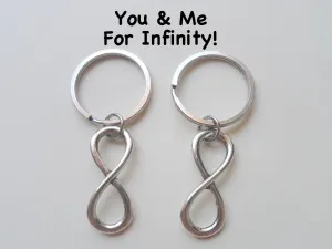 Personalized & Matching Couples Keychain with Infinity Symbol   Optional Heart Tag
