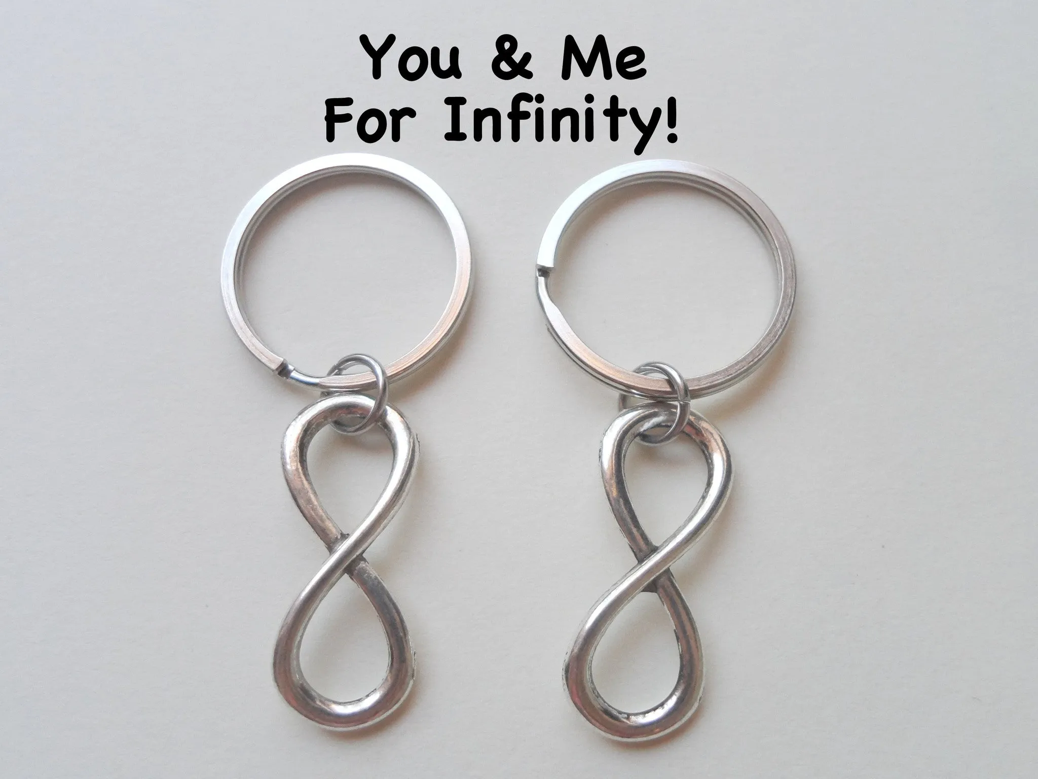 Personalized & Matching Couples Keychain with Infinity Symbol   Optional Heart Tag