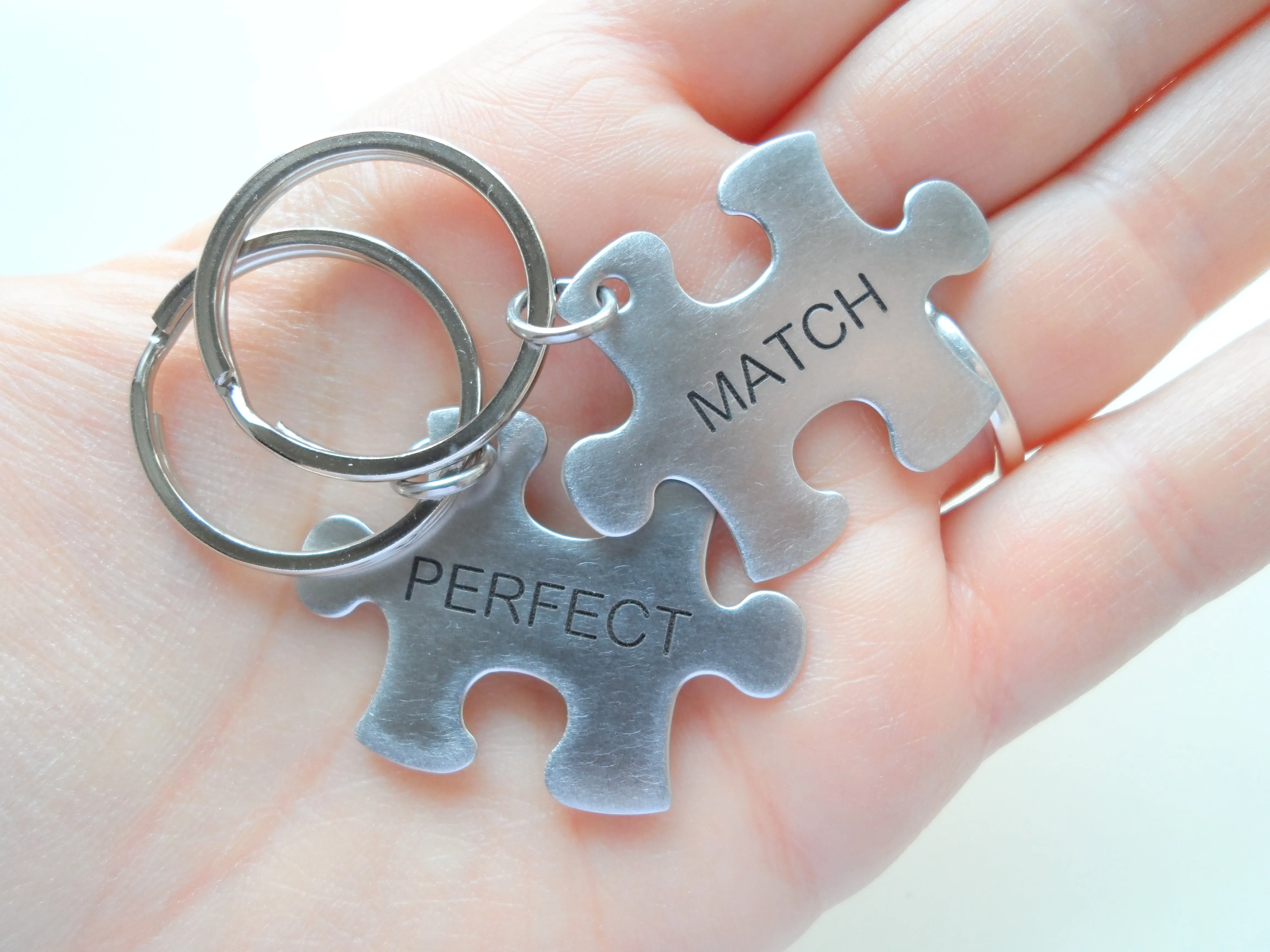 Personalized & Matching Couples Puzzle Keychains   Custom Engraving from JE