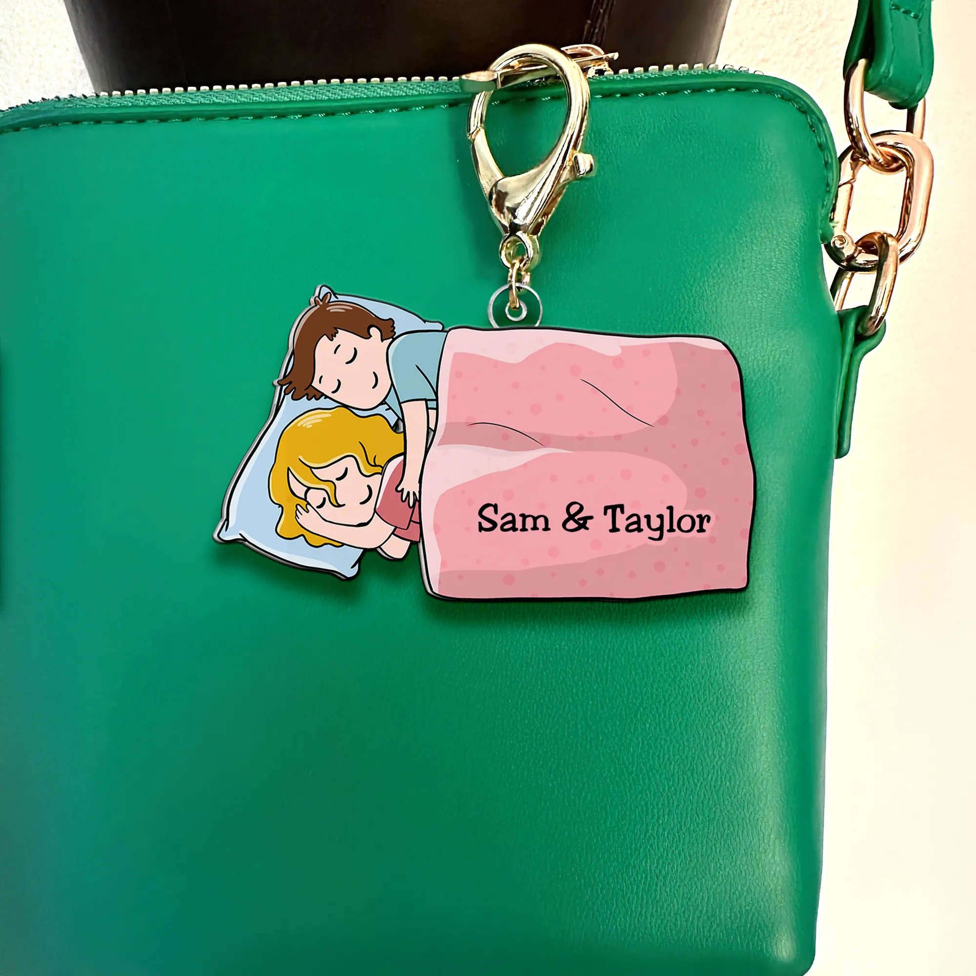 Personalized Gifts For Couple Keychain Couple Sleeping 01QHHU110225HH
