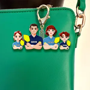 Personalized Gifts For Family Keychain Pickleball Family 012QHHU220125PA