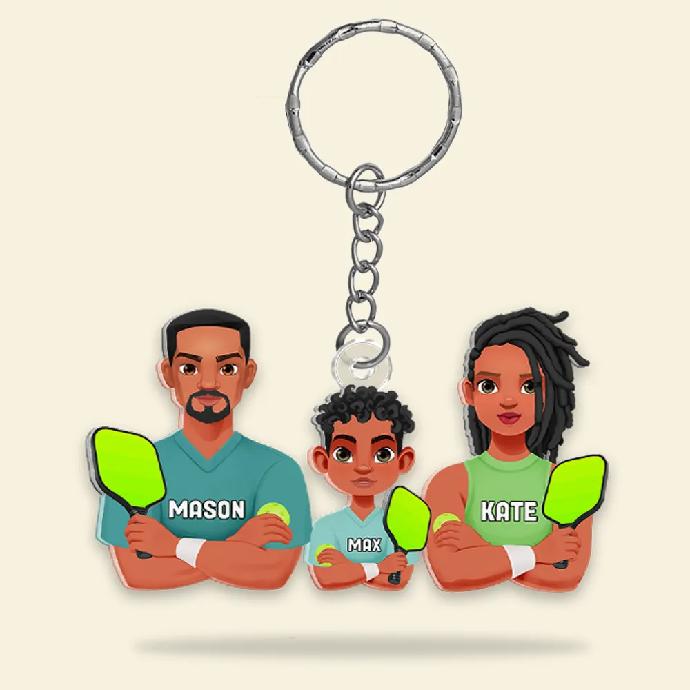 Personalized Gifts For Family Keychain Pickleball Family 012QHHU220125PA