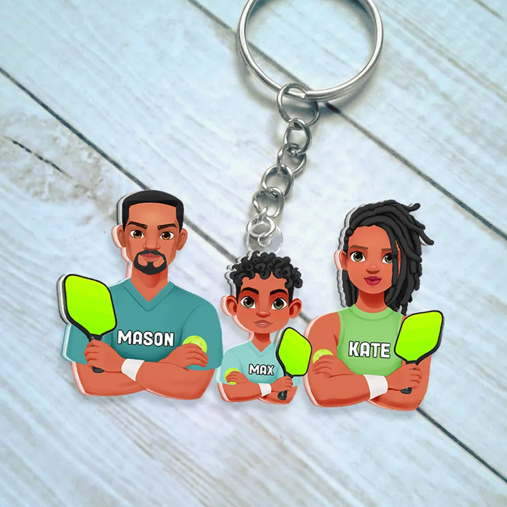 Personalized Gifts For Family Keychain Pickleball Family 012QHHU220125PA