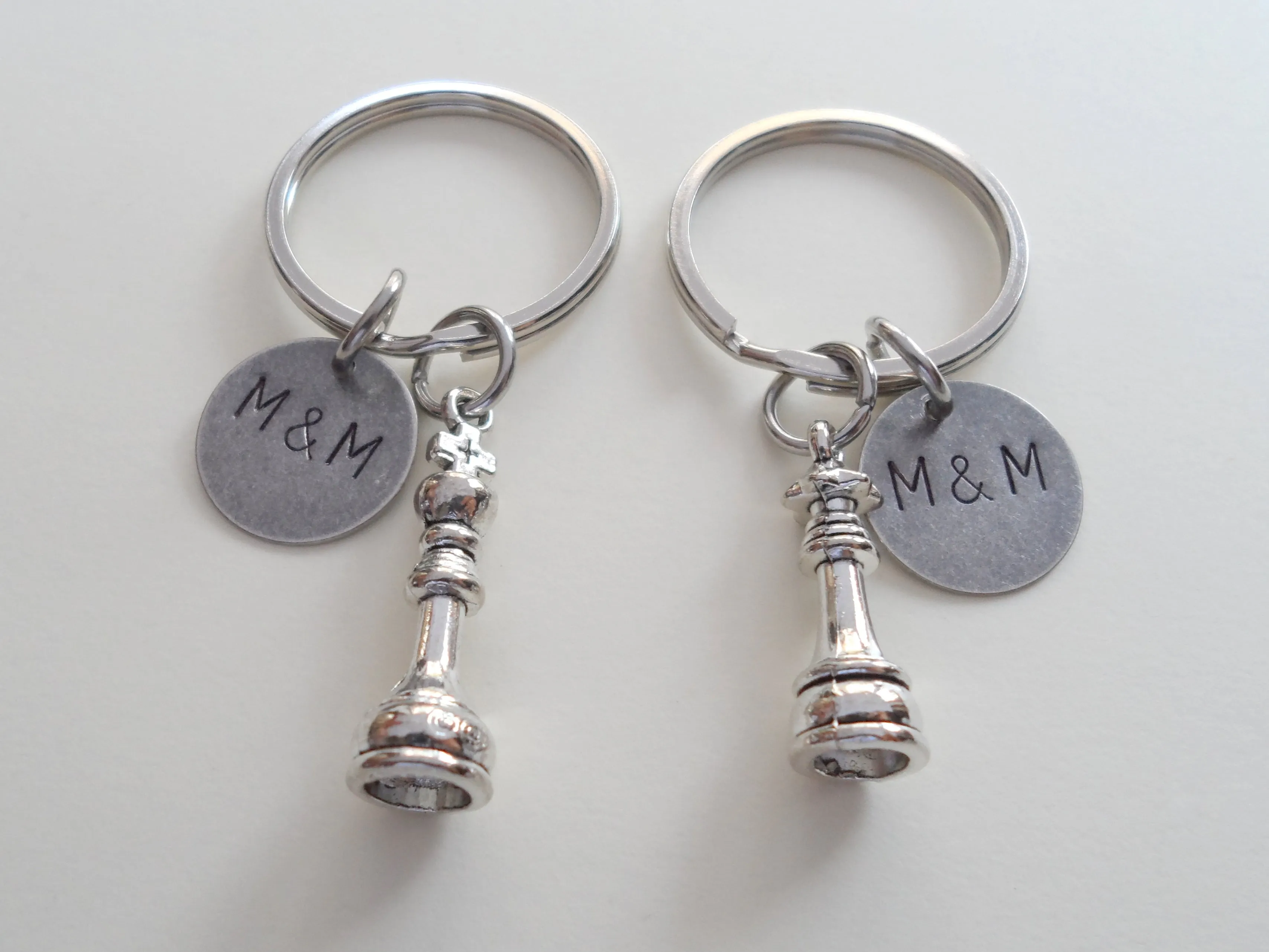 Personalized, Matching Couples King & Queen Chess Piece Keychains w/ Customization