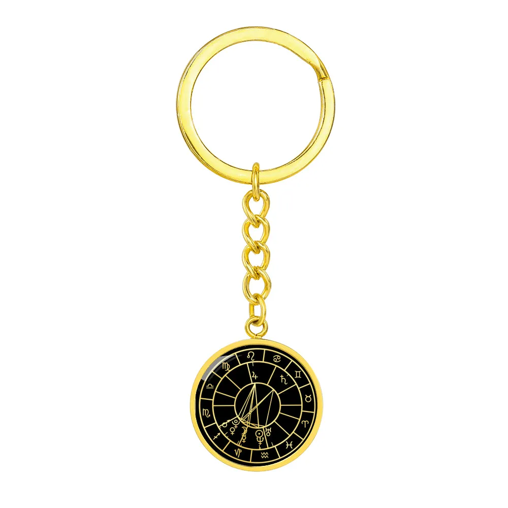 Personalized Natal Chart Pendant with Keychain - Black